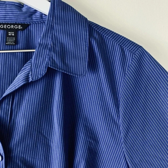 GEORGE EUC WOMENS BLUE STRIPE TOP BLOUSE SHIRT SIZE XL 16 18 - Picture 3 of 6